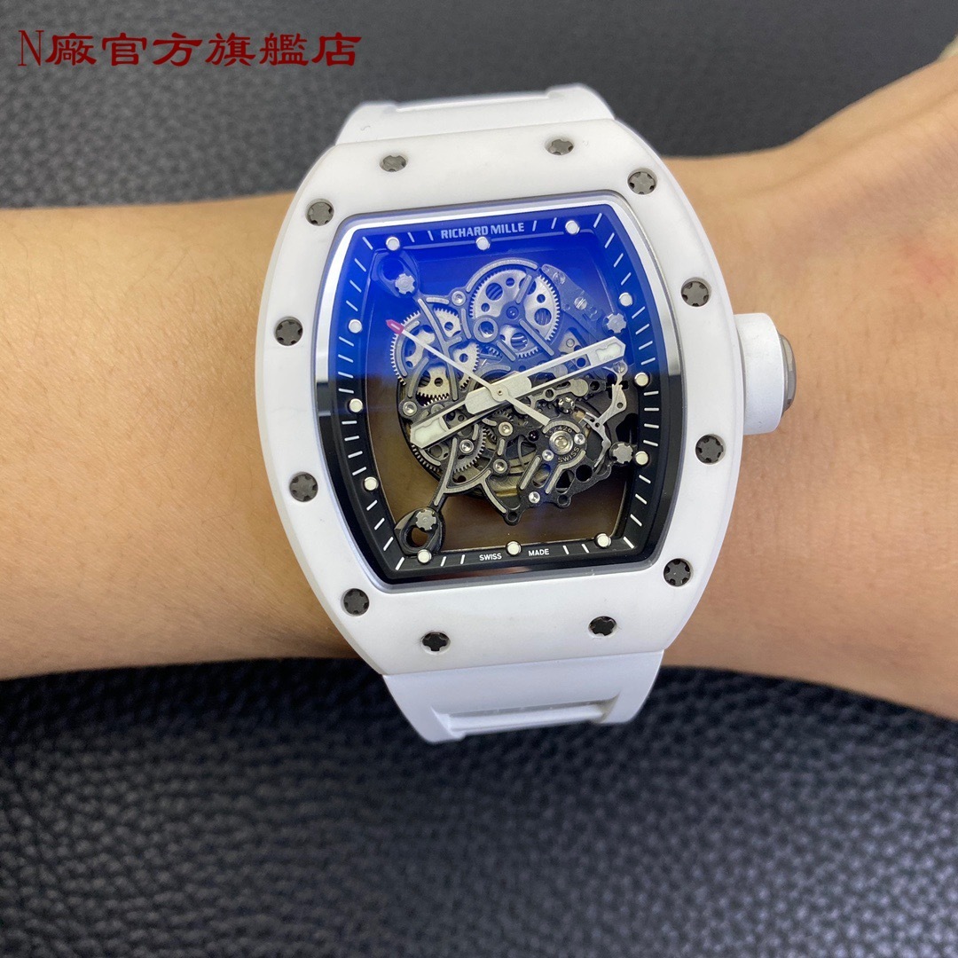 ZF Factory2021年網紅爆款，理查德米爾RM055白陶瓷系列硬漢腕錶！