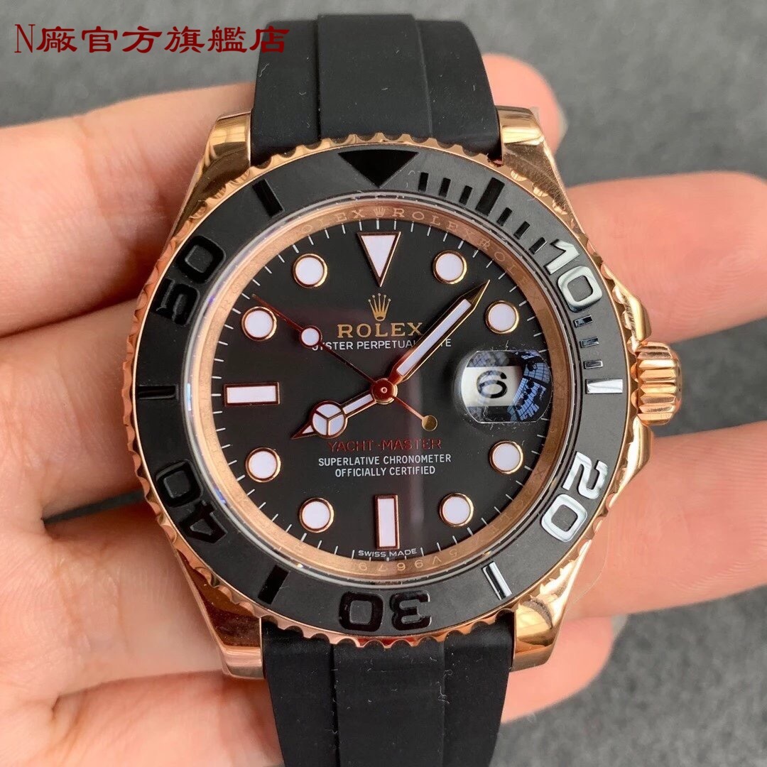 AR最新升級版，錶帶和錶盤均為904L，勞力士YACHT-MASTER＂116655＂(金遊艇)系列，搭載2824和3135機芯